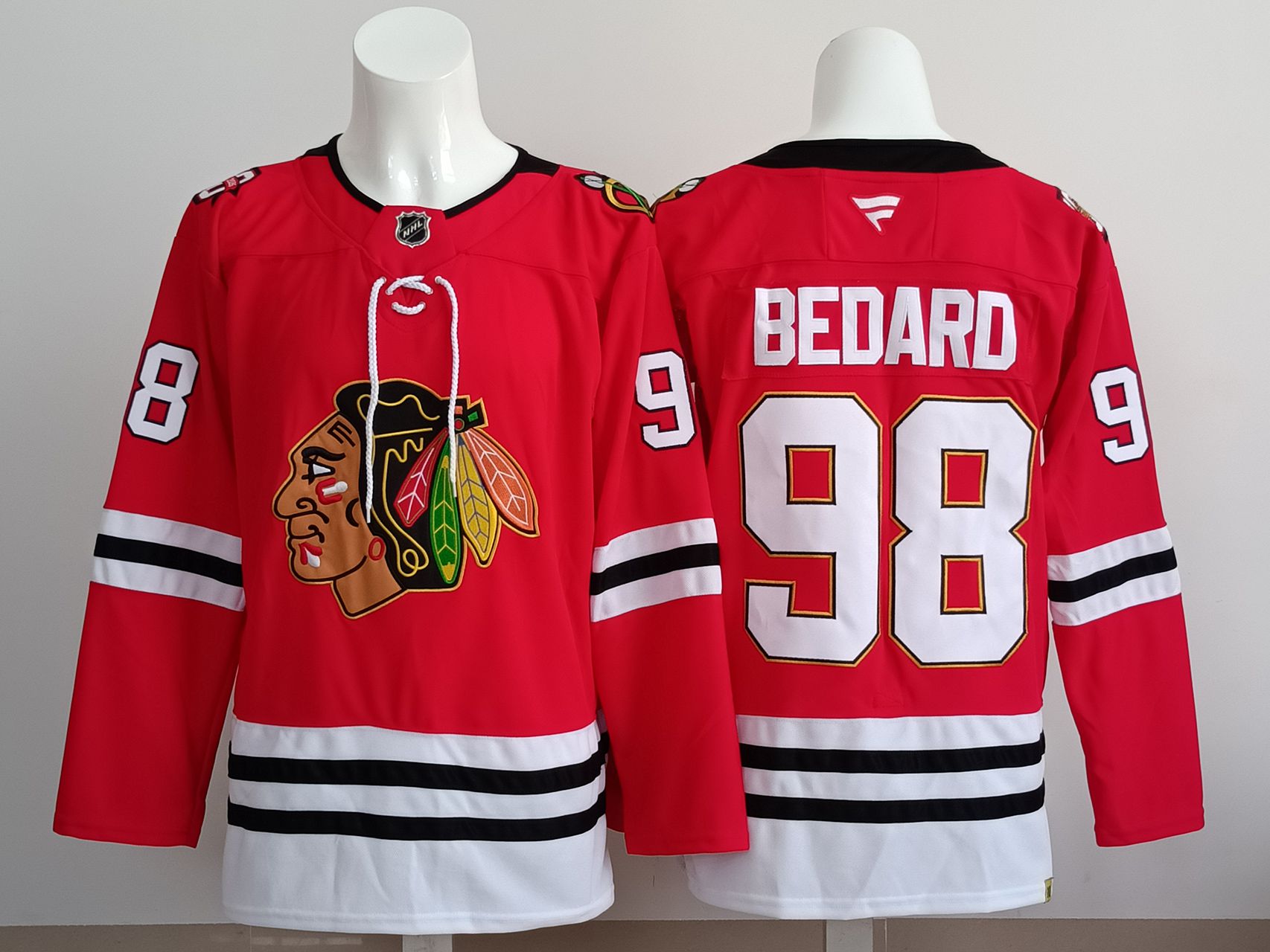 Men 2025 Chicago Blackhawks #98 Bedard Red NHL Jersey style 01->chicago blackhawks->NHL Jersey